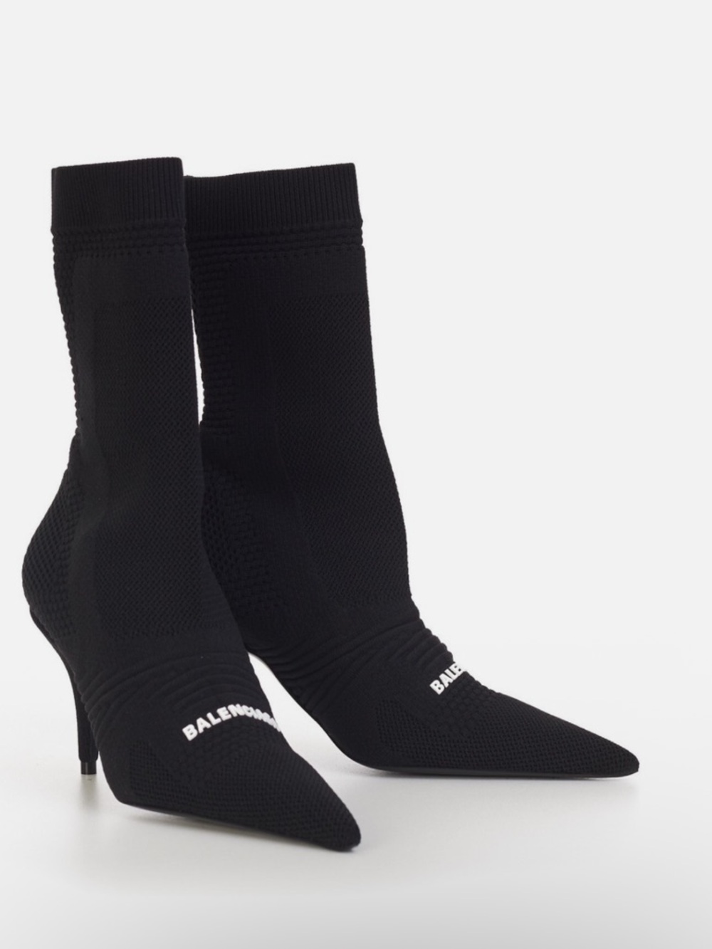 Balenciaga Black Knit Sock Stiletto Ankle Boots - Picture 2 of 10